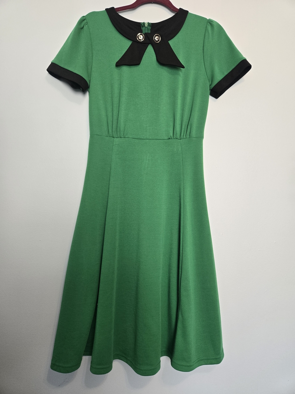 Vintage Pinup Style Green Dress With Black Bow - Picture 1 of 6